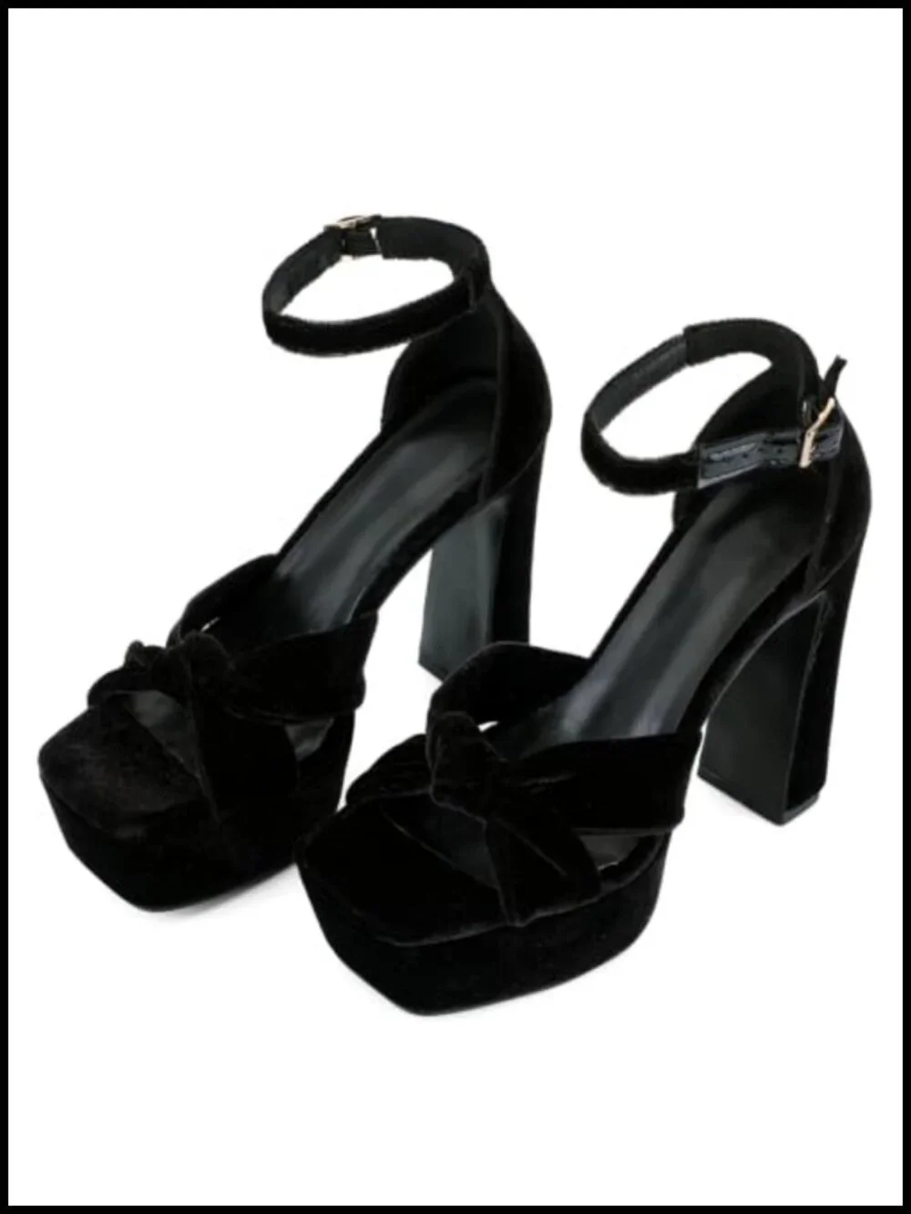 Platform Heeled Sandals with Bow Ankle Straps for Prom Weddings Dates